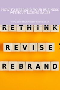 Picture of the words rethink revise rebrand on a yellow background