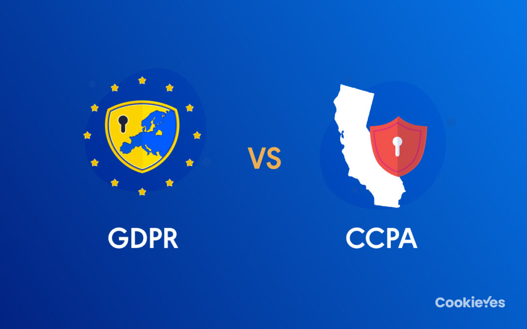 Picture of the GDPR shield vs the CCPA logo