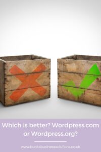 Which is better? WordPress.com or WordPress.org? - 2 wooden crates one with a red cross on it and one with a green tick on it