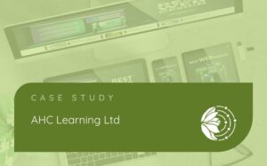 AHC Learning Ltd Case Study Image Green box with company name and logo