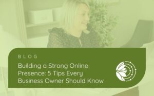 Top Tips for Improving Your Business’s Online Presence - Picture of Sarah sat at a desk