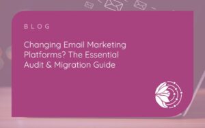 Why you must audit your email marketing before moving to a new platform - picture of a laptop with envelope icons above it in the air