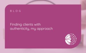 Finding clients with authenticity, my approach - picture of a magnifying glass up against a wooden cube with the outline of a person on it